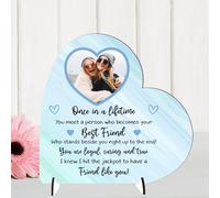Loving Unique Personalised Best Friend Freestanding Photo Plaque - Friendship Plaque for Besties, For Birthdays or Thank You Gifts (Blue, MDF Wood - Small - 85mm x 80mm)