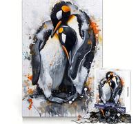 Loving Watercolor Penguins 1000 Piece Puzzle For Teenagers Brain Exercise Snug Cut Home Activity Classic Xmas Gift (38x26cm)