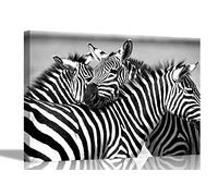 Loving Zebra Family Canvas Prints Wildlife Wall Art Pictures Framed Office Photos Hanging Artwork Living Room Animal Posters Large 76 x 50cm (30 x 20 inches)