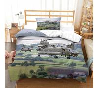 Lovingly Chinook Quilt Cover Single（135x200cm） With Hidden Zipper, Military Helicopter Duvet Cover with Pillowcases, Soft Light Microfiber Comforter Cover for Kids Adults
