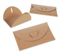 lovingmona 50 Pack Gift Card Envelopes 17 x 11cm Kraft Paper Envelopes Brown Handmade Seed Envelopes with Heart Clasp for Gift Greeting Thank You Notes DIY Wedding Card