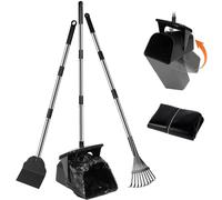 Lovinkiki Dog Poop Scooper with 20 Bag Attachment Long Handle Swivel Bin, Rake & Spade Heavy Duty Easy to Clean Pooper Scooper for Large Medium Dogs Pet Waste Removal Solution for Yard, Grass, Gravel