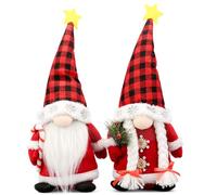 Lovinland Christmas Gnomes Plush Couple with Red Buffalo Check - Xmas Gnomes Elf Tomte Ornaments Doll - Christmas Decorations - Xmas Decorations for Home Indoor