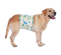 LovinPet 3-Layer Dog Belly Warmer Calming Wrap, Adjustable Abdominal Protector for Medium and Large Dogs, Anti-Chafe Moisture Barrier, Memory-Foam Core + Mesh Lining, Dinosaur Print,White