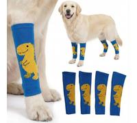 LovinPet 4-Pack Anti-Lick Leg Sleeves, Elbow Pads & Joint Protectors for Dogs, Breathable Washable Wraps for Front/Back Legs, Callus Brace, Paw Covers to Stop Licking & Guard Elbows, Blue Yellow