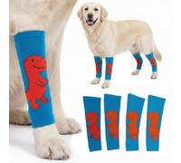 LovinPet 4-Pack Anti-Lick Leg Sleeves, Elbow Pads & Joint Protectors for Dogs, Breathable Washable Wraps for Front/Back Legs, Callus Brace, Paw Covers to Stop Licking & Guard Elbows, Blue Orange