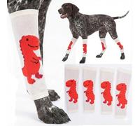 LovinPet 4-Pack Anti-Lick Leg Sleeves, Elbow Pads & Joint Protectors for Dogs, Breathable Washable Wraps for Front/Back Legs, Callus Brace, Paw Covers to Stop Licking & Guard Elbows, White Red