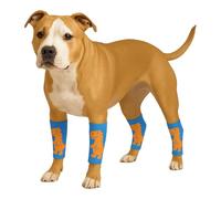 LovinPet 4-Pack Dog Knee Sleeves, Dinosaur-Style Leg Warmers for Medium & Large Dogs, 4-Way Stretch, Anti-Lick Coverage, Warm & Comfy Fit, One Size,Blue Orange