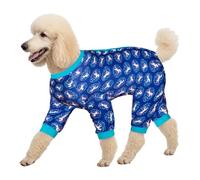 LovinPet Big Dog Bodysuit Onesie Cute, Wound Care Onesie, Pet Anxiety Calming Shirt, Undershirt for Dog Coats, 4-Legged Medium Jammies, Unicorn Print, Stretchy PJs for Dogs
