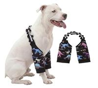 LovinPet Dinosaur Print Front Leg Sleeves for Medium and Large Dogs, Black,L