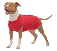 LovinPet Dog Recovery Suit, Easy Snap-Back Cover for Large Dogs, Bodysuit for Female Dogs, Solid-Color Surgery Suit with Cushioned Belly Panel, Red, XL
