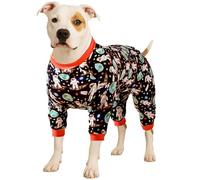LovinPet Dog Shirt/Dog Onesie XL/Dog Sun Shield Shirt/Space Astronauts Black Print/Lightweight Pullover, Large Puppy Pj's/Full Coverage Dog Pj's/XL