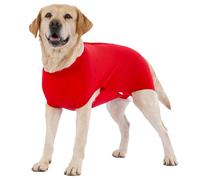 LovinPet Female Dog Recovery Suit for Surgery, Post-Spay Bodysuit with Cushioned Belly Panel, Snap-Back Post-Op Onesie for Large Dogs, Red, XXL