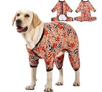 LovinPet Large Breed Dog Pajamas - Lightweight Pullover Full Coverage Dog Pjs, Dog Onesie, Happy Horse Coral Print, Full Coverage Dog Jammies, Pet Pj's /3XL