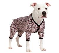 LovinPet Large Dog Clothes Post Surgery Wear/Double Brushed Stretch Knit Cheetah Neon Pink Prints/UV Protection, Pet Anxiety Relief, lightweight Pullover Pet Pajamas/Full Coverage Dog Pjs