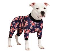 LovinPet Large Dog Costume, Large Dog Pajamas, Lightweight Surgery Recovery Pjs for Dogs, Ivoery Bohemian Floral Garden Print, Anti Licking Dog Jumpsuit, Easy to Wear Girl Boy Dog Jammies,XL