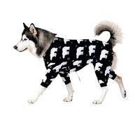 LovinPet Large Dog Onesie, Stretch Cotton Pet Shirts with Animal Print, Full Coverage Dog Clothing Perfect to Prevent Licking Wounds After Surgery for Medium & Large Dogs, Black M