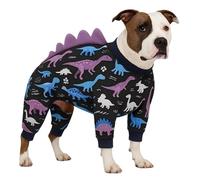 LovinPet Large Dog Pajamas, Four-Leg Stretch Onesie Bodysuit, Lightweight UV-Shielding Pajamas, Anti-Lick Calming Recovery Suit for Surgery, Pull-On for Medium and Large Breeds, Black,3XL