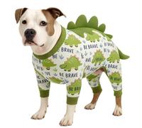LovinPet Large Dog Pajamas, Four-Leg Stretch Onesie Bodysuit, Lightweight UV-Shielding Pajamas, Anti-Lick Calming Recovery Suit for Surgery, Pull-On for Medium and Large Breeds,White Green,3XL