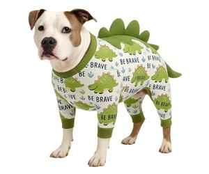 LovinPet Large Dog Pajamas, Four-Leg Stretch Onesie Bodysuit, Lightweight UV-Shielding Pajamas, Anti-Lick Calming Recovery Suit for Surgery, Pull-On for Medium and Large Breeds,White Green,3XL