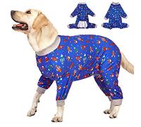 LovinPet Large Dog Pajamas, Navy Rocket and Spaceship Print, Lightweight Stretchy Knit Big Dog Pullover Shirt, XL