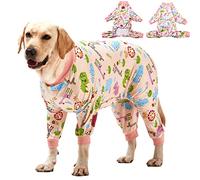 LovinPet Large Dog Pajamas, Pajamas for Large Dogs, Slim Fit, Lightweight Pullover Dog PJ's, Full Coverage, Animals Allover Pink Print, Pitbull Onesie, L