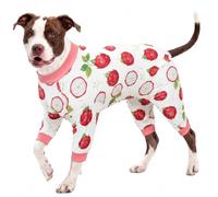 LovinPet Large Dog Pajamas, Soft Four-Leg Dog PJs for Large Breeds, Full-Coverage Jumpsuit for Sleeping and Indoor Wear, Dragon Fruit Print, XL