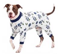 LovinPet Large Dog Pajamas, Soft Four-Leg Dog PJs for Large Breeds, Full-Coverage Jumpsuit for Sleeping and Indoor Wear, Blueberry Print, L