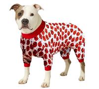 LovinPet Large Dogs Pajamas Clothes, Pitbull Onesie, Slim Fit, Lightweight Pullover Pajamas, Pitbull Clothes, Full Coverage Dog Pjs, Red Ladybug Prints, Full Coverage Breed Dog Pjs, Medium