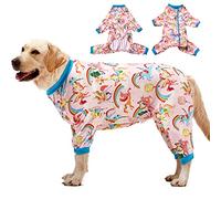LovinPet Large Size Dog Pajamas Onesie- Magic Rainbow Shine Pink Print, Lightweight Stretchy Knit Pullover Large Puppy Pajamas, Large Dog Onesie, Large Breed Dog Jammies, Pet Pj's/Large