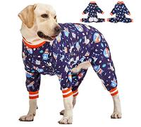 LovinPet Pet Clothes For Large Dogs: Nighthawk& Red Fox Steel Gray Print, Lightweight Stretchy Knit Pullover Pet Pajamas, Big Dog Onesie, Large Breed Dog Jammies, Pitbull Pajamas/L