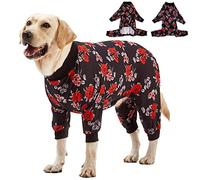 LovinPet Pet Pajamas For Large Dogs - Floral Navy and Coral Print dog jammies, Lightweight stretchy knit Big Dog Pullover, Large Dog Onesie, Pet Pj's/Large