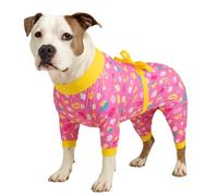 LovinPet Pink Treats Print Dog Pajamas - Large, Female, All Seasons, UV Protection, Stretchable, Cotton/Polyester, Pink, 28 Inch Chest