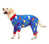 LovinPet Pitbull Large Dog Clothes, Wound Care/Post Surgery Dog Clothes, Lost World Dinosaurs Print, UV Protection, Pet Anxiety Relief, Large Dog Onesies, Pet PJ's /2XL