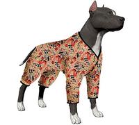 LovinPet Pitbull Pajamas/Lightweight Pullover Pajamas/Full Coverage Dog Pjs/Dog Onesie Jumpsuit/Happy Folk Horse Coral Prints/Lightweight Pullover Large Puppy Pajamas/Full Coverage Dog Pjs/M