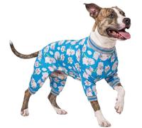 LovinPet Pitbull Pjs For Large Dogs/Cozy Dog Pajamas, Slim Fit, Lightweight Pullover/Full Coverage Dog Pjs/Happy Hippo Blue Print/Large Husky Pajamas /3XL