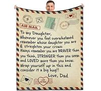 LOVINSUNSHINE Airmail To My Daughter Blanket From Dad,Birthday Gifts For Daughter Adult,Daughter Birthday Gifts Ideas,Daughter Gifts From Dad,Daughter Gifts For Christmas,Sherpa Fleece Blanket 80"X60"