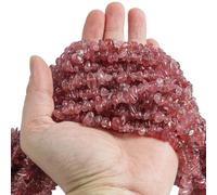 Lovionus89 150 CM Strawberry Quartz Irregular Shaped Crystal and Healing Tumbled Chip Stone Beads for Jewelry Making