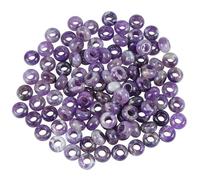 Lovionus89 20 Pcs Amethyst Large Hole Loose Stone Rondelle Beads for Crystals and Healing Stones Jewelry Makings