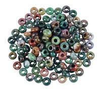 Lovionus89 20 Pcs Indian Agate Large Hole Loose Stone Rondelle Beads for Crystals and Healing Stones Jewelry Makings