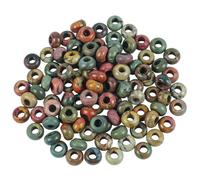 Lovionus89 20 Pcs Picasso Jasper Large Hole Loose Stone Rondelle Beads for Crystals and Healing Stones Jewelry Makings