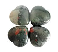 Lovionus89 4 Pcs Natural Africa Bloodstone Love Heart Palm Stone Reiki Balancing Worry Stone(1 Inch)