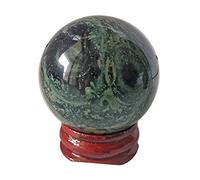 Lovionus89 40mm Energy Stone Crystal Ball with Wood Stand - Divination Sphere for Chakra Healing Home Office Decor Meditation Semi-precious Ball, Kambaba Jasper