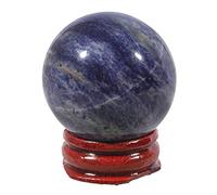 Lovionus89 40mm Energy Stone Crystal Ball with Wood Stand - Divination Sphere for Chakra Healing Home Office Decor Meditation Semi-precious Ball, Sodalite