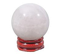 Lovionus89 40mm Energy Stone Crystal Ball with Wood Stand - Divination Sphere for Chakra Healing Home Office Decor Meditation Semi-precious Ball, White Jade