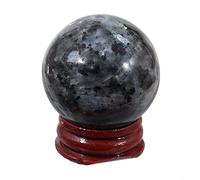 Lovionus89 40mm Energy Stone Crystal Ball with Wood Stand - Divination Sphere for Chakra Healing Home Office Decor Meditation Semi-precious Ball, Labradorite