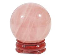 Lovionus89 40mm Energy Stone Crystal Ball with Wood Stand - Divination Sphere for Chakra Healing Home Office Decor Meditation Semi-precious Ball, Rose Quartz