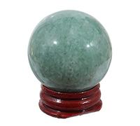 Lovionus89 40mm Energy Stone Crystal Ball with Wood Stand - Divination Sphere for Chakra Healing Home Office Decor Meditation Semi-precious Ball, Green Aventurine