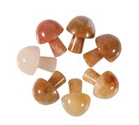 Lovionus89 7Pcs Crystal Mushroom Sculpture Stone Statue Figurine, Hand Carved Gemstone Mushrooms Crafts Healing Chakra Decor, Yellow Jade