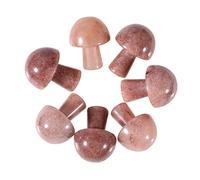 Lovionus89 7Pcs Crystal Mushroom Sculpture Stone Statue Figurine, Hand Carved Gemstone Mushrooms Crafts Healing Chakra Decor, Strawberry Quartz